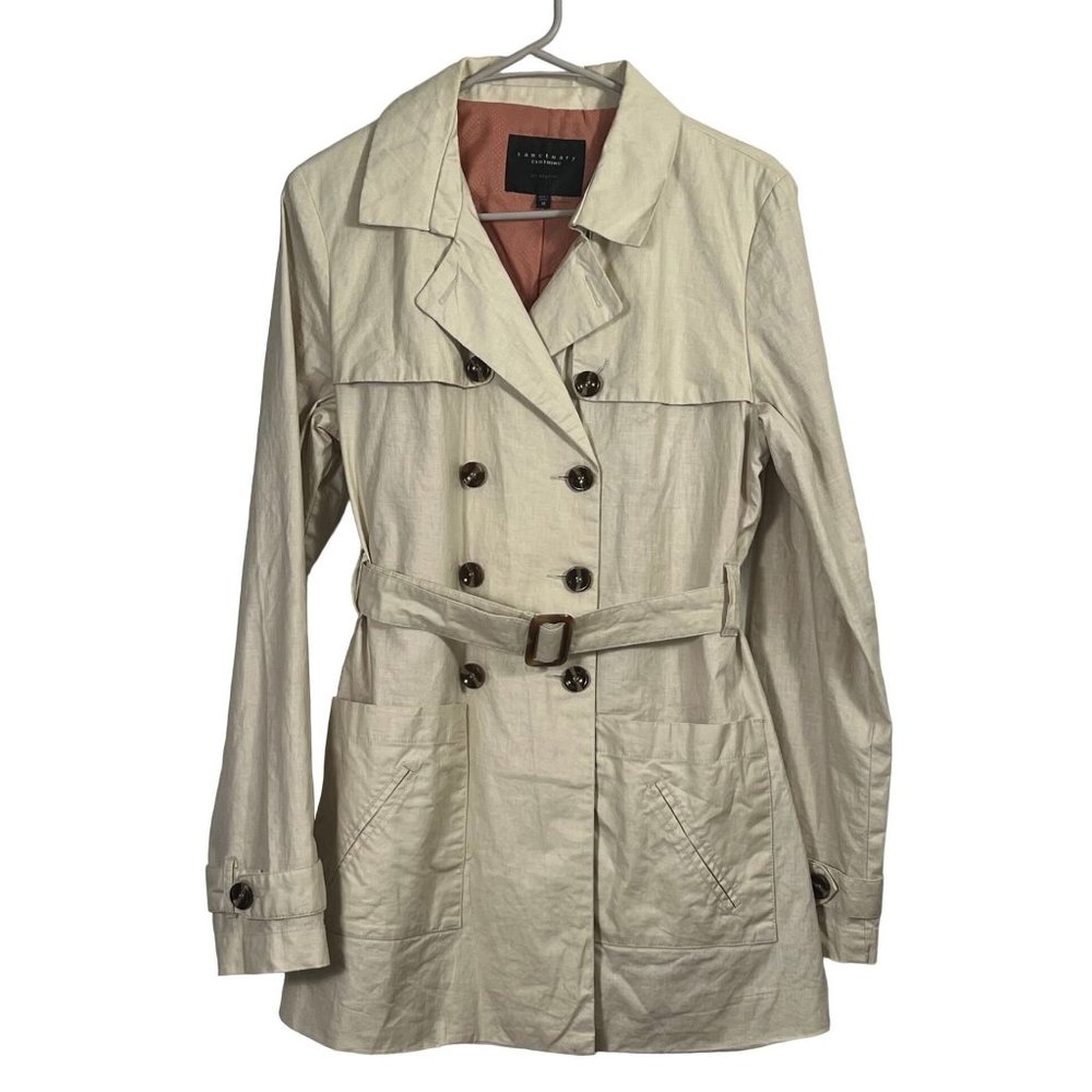 Sanctuary Clothing Los Angeles women's ivory trench coat size Medium, mid-length